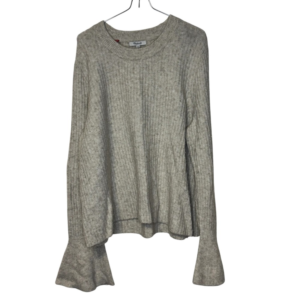 Madewell Womens Sweater Crewneck Flared Sleeve Knitted Wool Blend Beige XXL